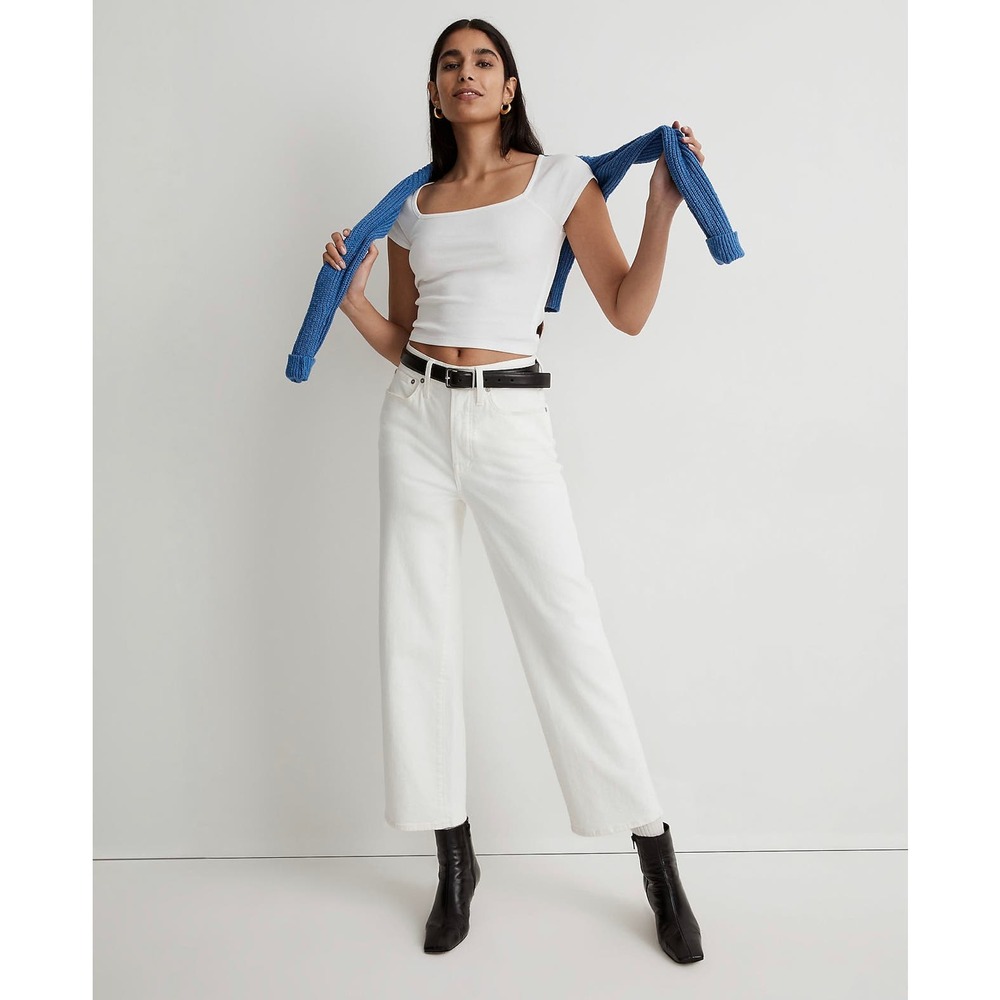 MADEWELL White The Perfect Vintage Wide-Leg Crop Jean NWT Size 32P